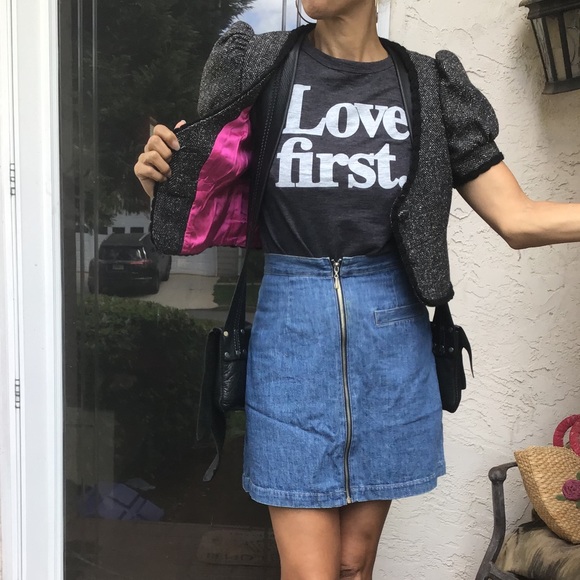 Trina Turk tweed puff cropped jacket blazer 2 S - Picture 4 of 8